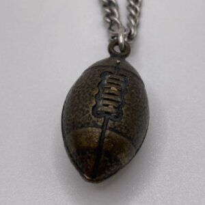 Vintage Avon Silver Tone Football Pendant Necklace Touchdown